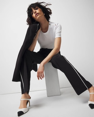 WHBM FORME™  Ribbed Stretch Button Shoulder Tee