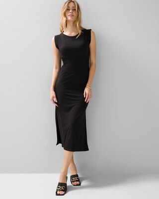 Sleeveless Smocked Slub Maxi Dress