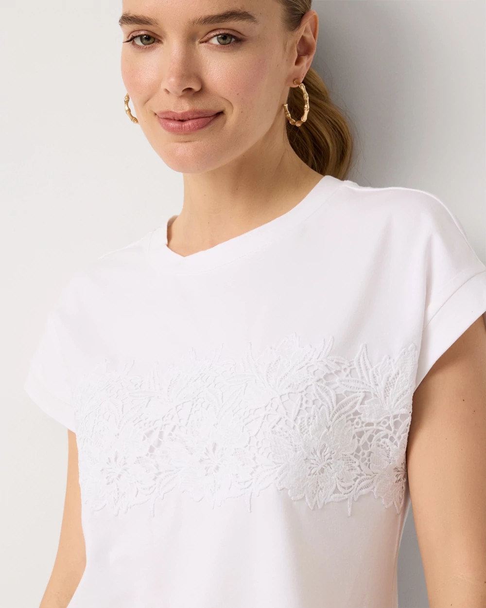 Lace Applique Crewneck Tee - image 3