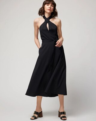 Poplin Halter Midi Dress