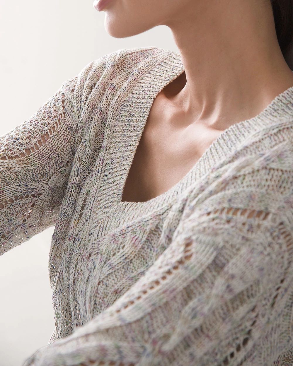 Multicolored Cable Knit Sweater