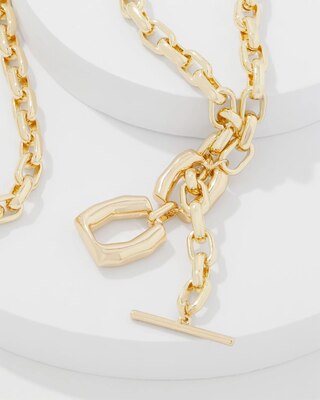 Gold Double Links Toggle Necklace click to view larger image.