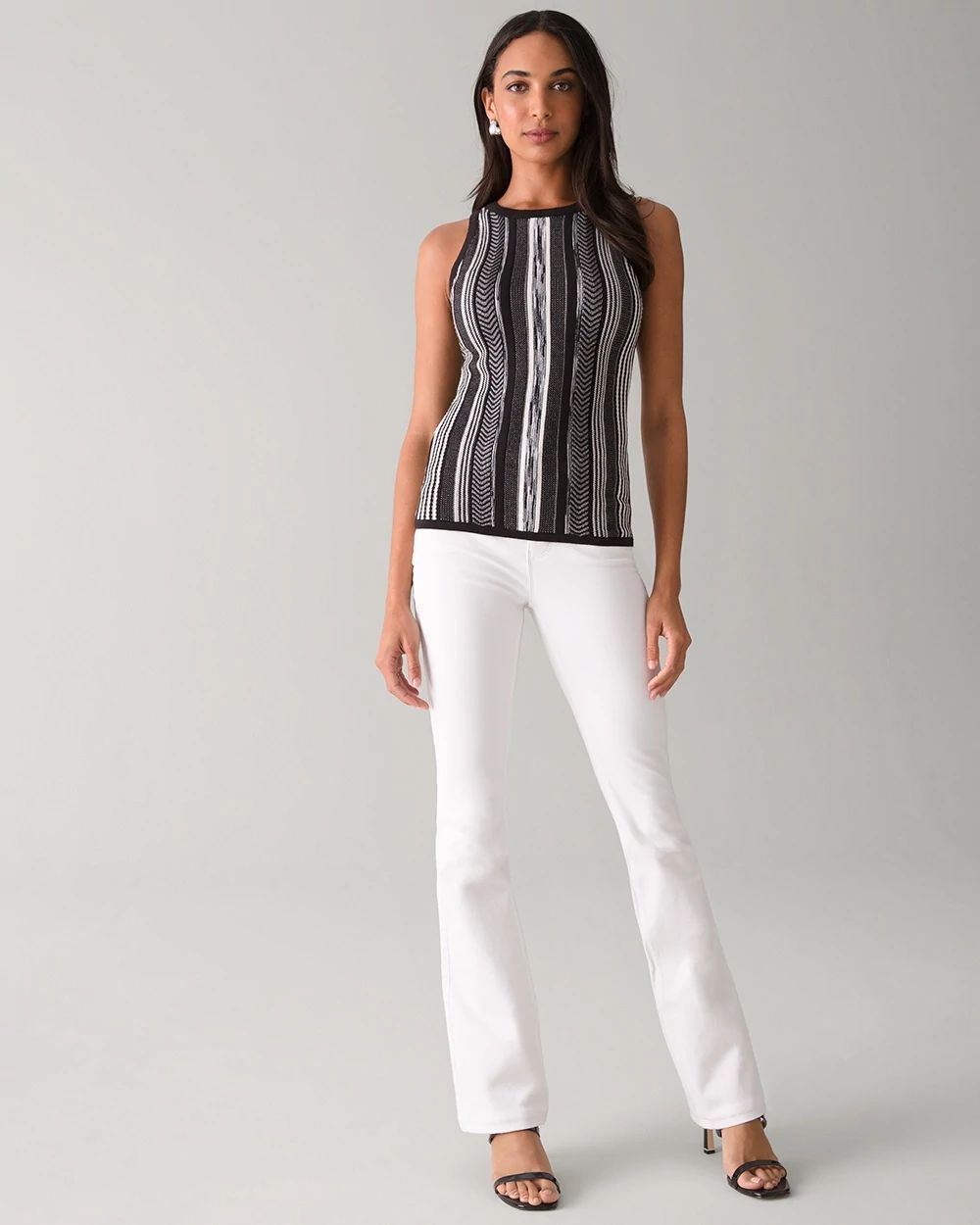 Sleeveless Crewneck Striped Halter