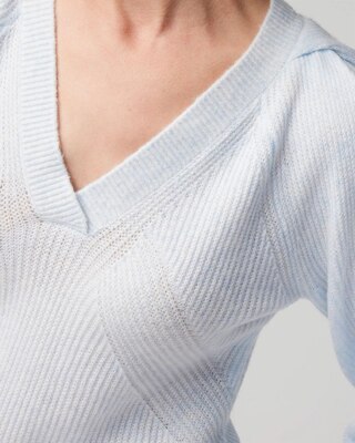 Pleated Shoulder V-Neck Pullover