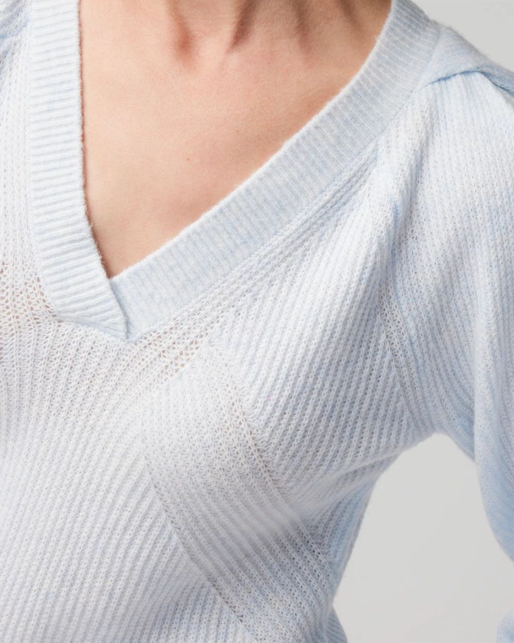 Pleated Shoulder V-Neck Pullover