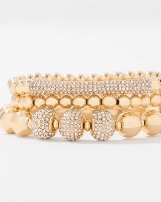 Pavé Spheres Set of Three Stretch Bracelets click to view larger image.