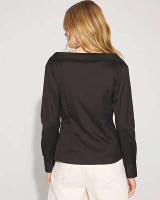 Asymmetric Poplin Wrap Shirt click to view larger image.