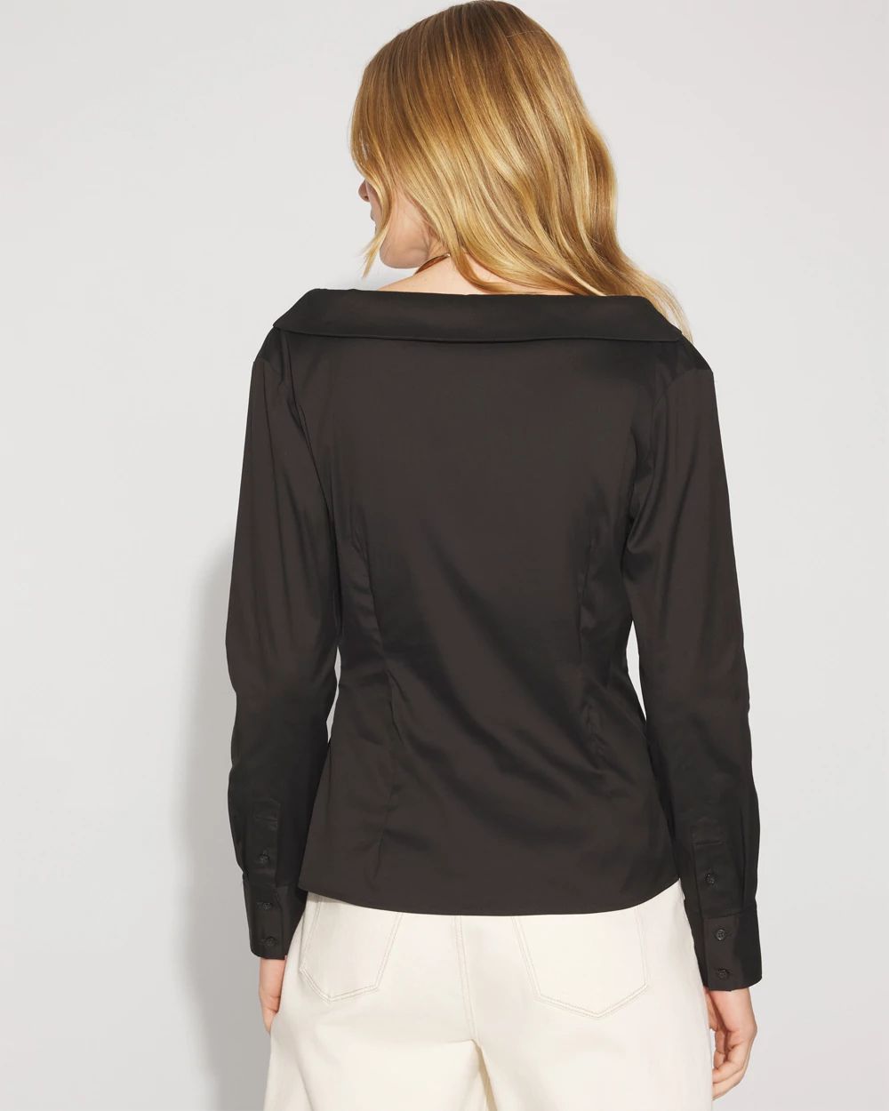 Asymmetric Poplin Wrap Shirt