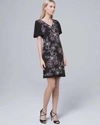 Ultimate Reversible Chiffon-Sleeve Knit Shift Dress