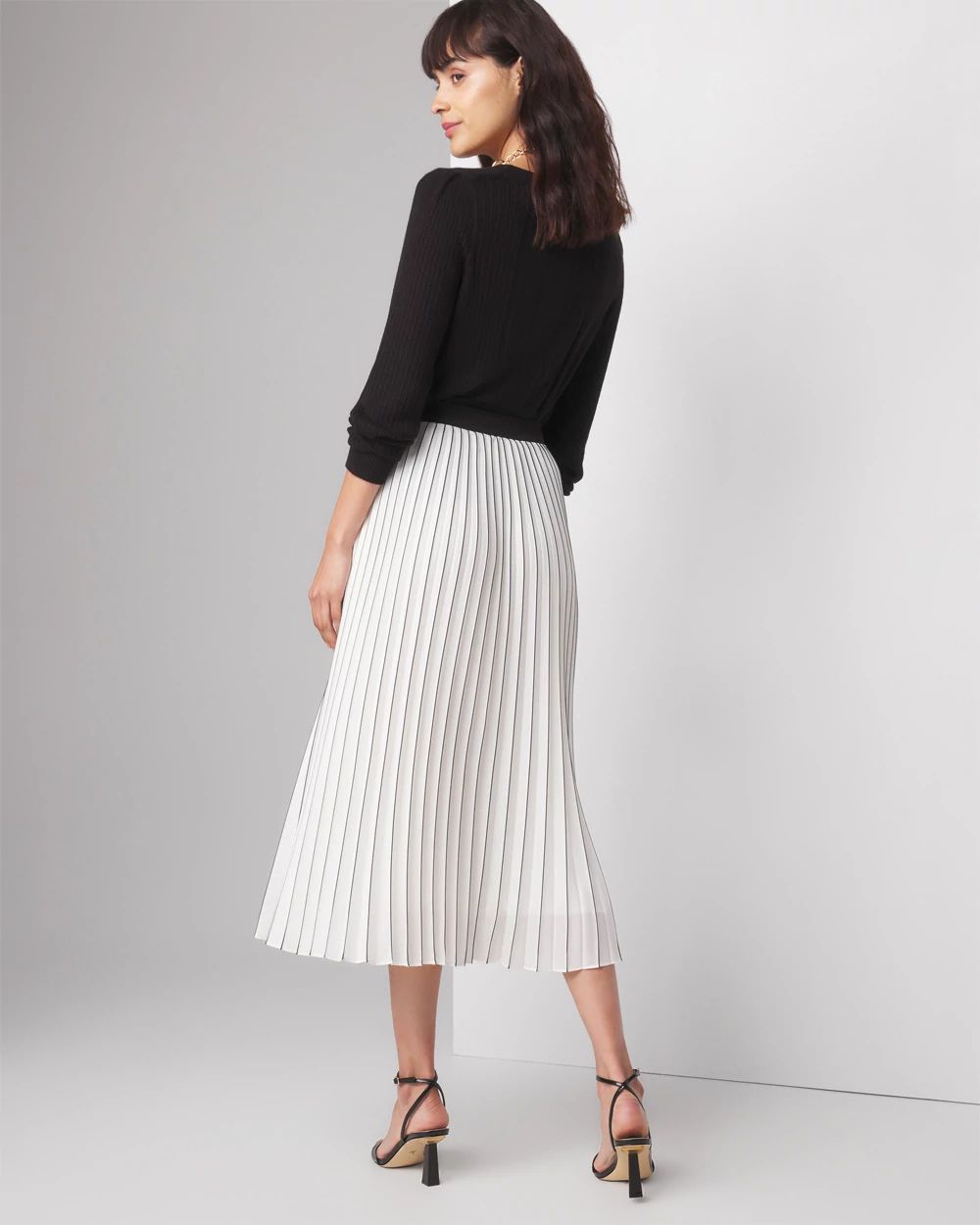 Smocked Pleated Midi Skirt click to view larger image.