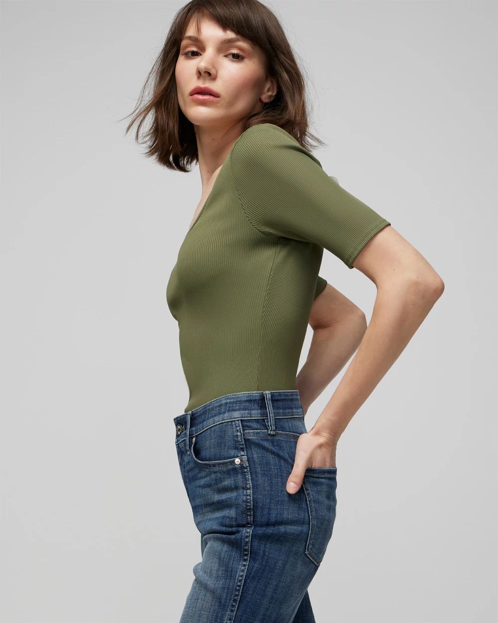 WHBM® FORME Rib Short-Sleeve Top