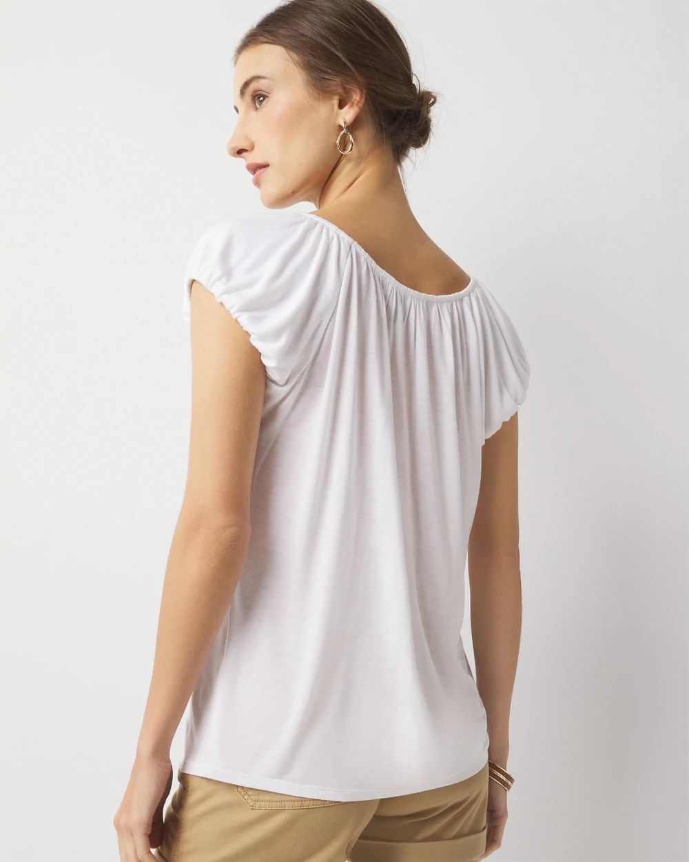 Shirred Scoop Neck Top click to view larger image.