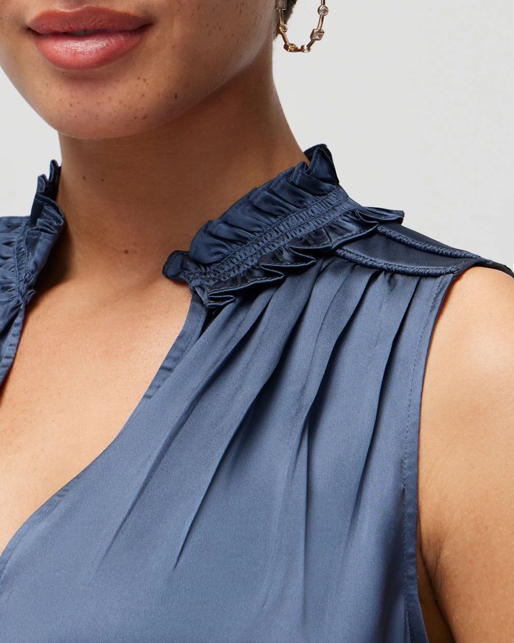 Satin Ruched Neck Shell