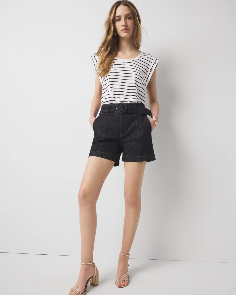 Extra High-Rise Belted Denim Short