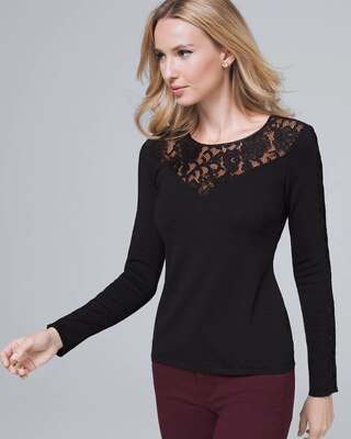 Scalloped Lace-Trim Sweater