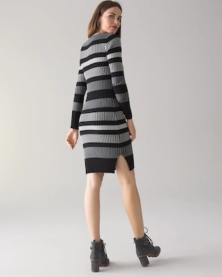 STRIPED SWEATER MIDI DRESS click to view larger image.