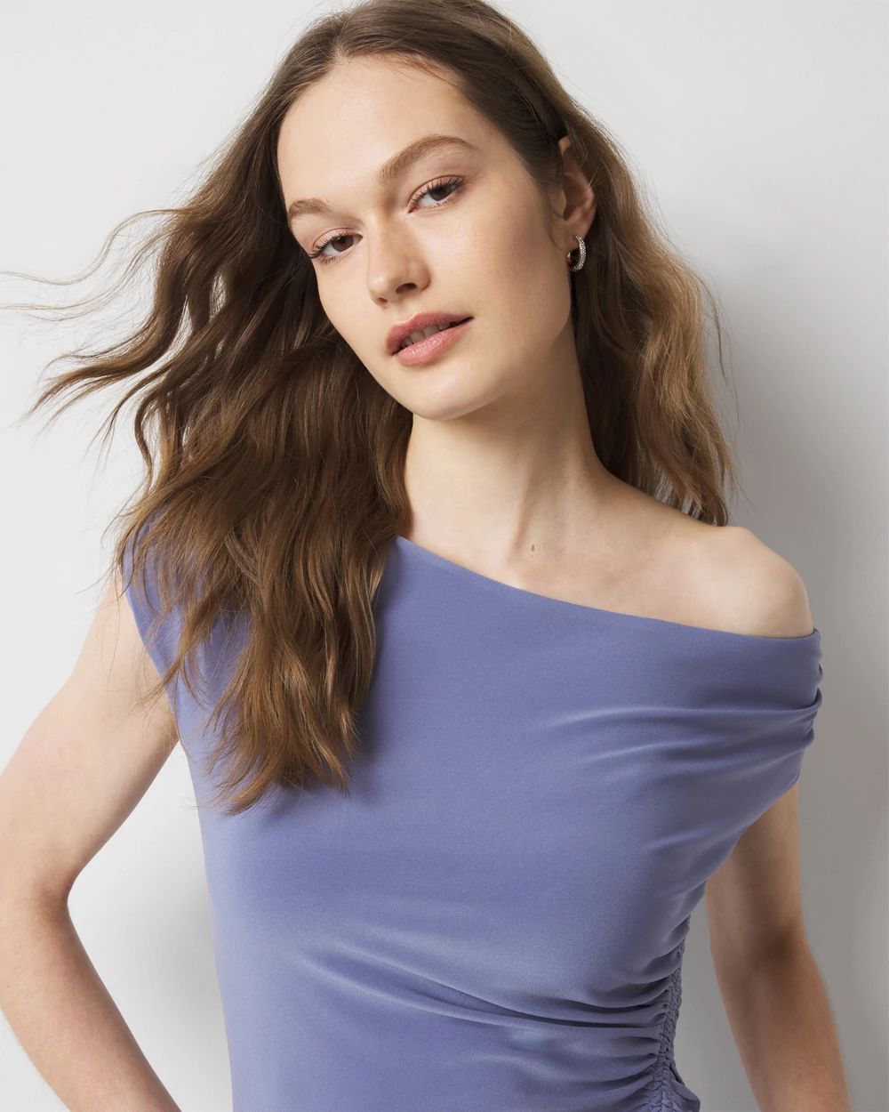 Petite One-Shoulder Ruched Maxi Dress