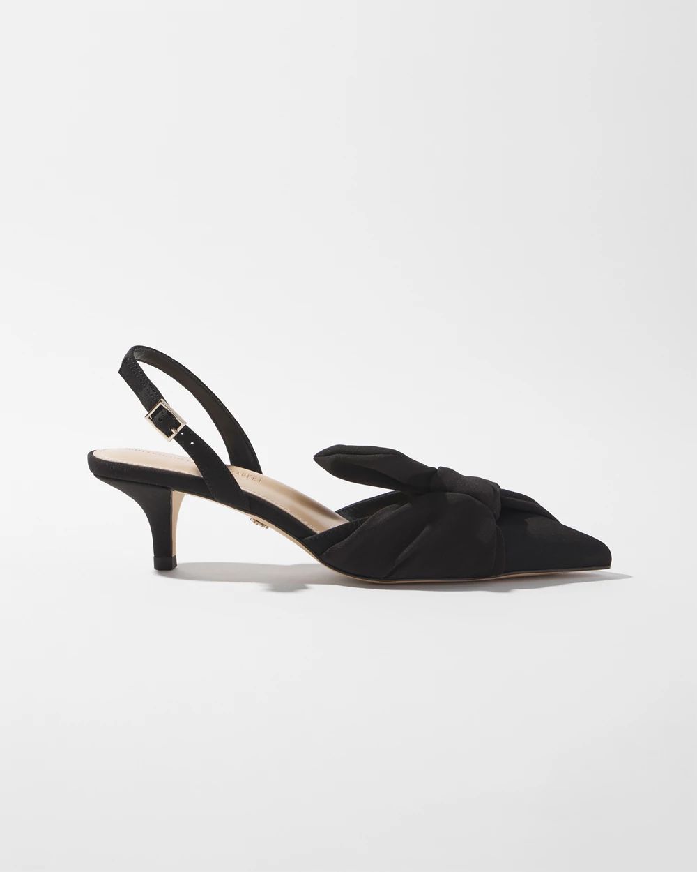 Bow Front Kitten Heel Slingbacks