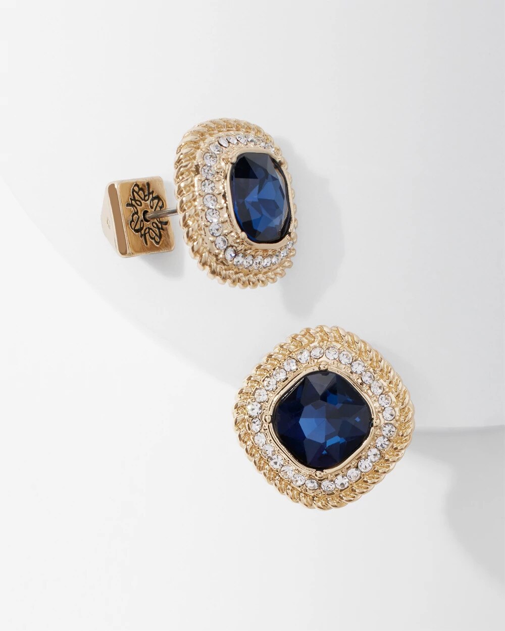 Blue Crystal Stud Earrings - image 3