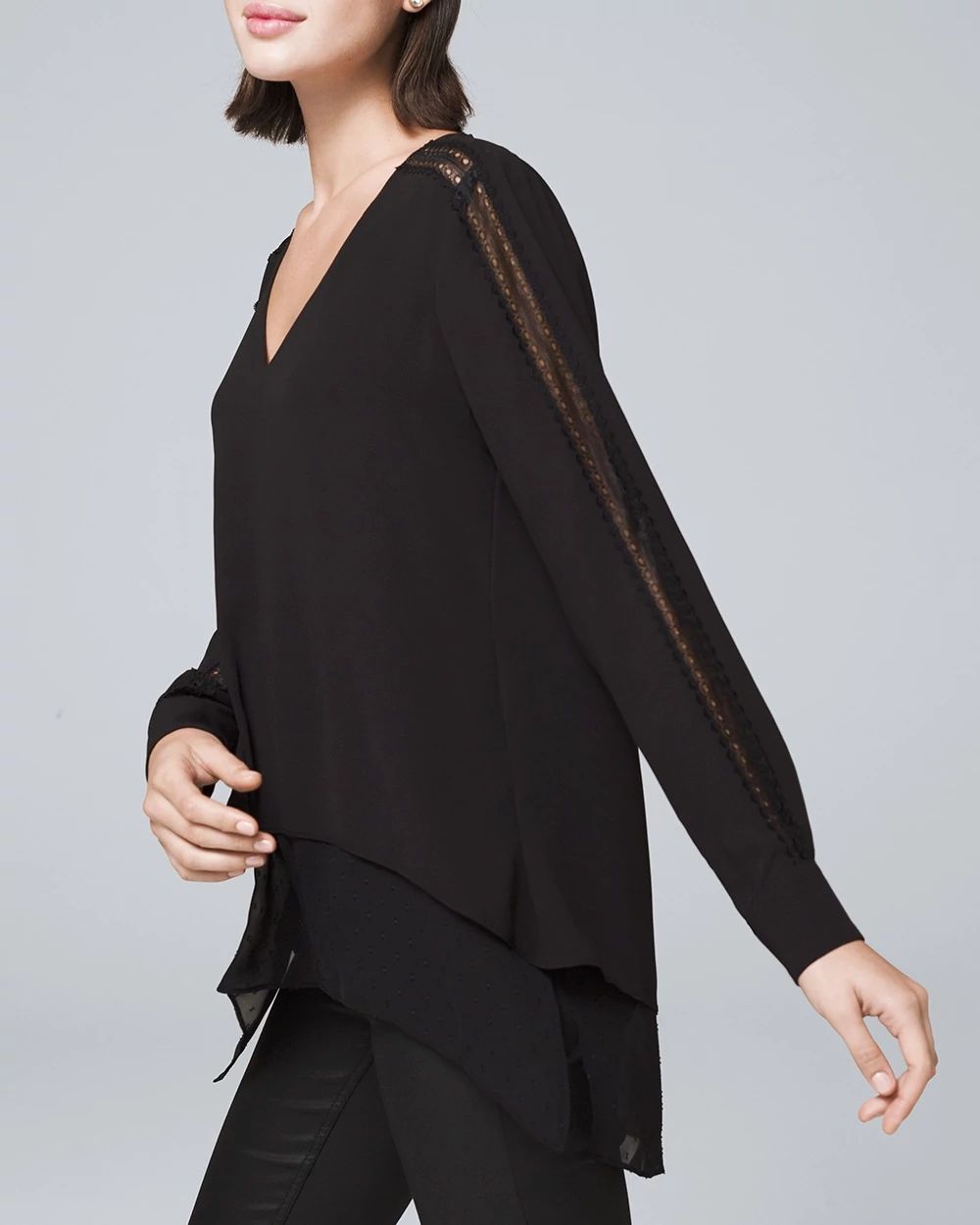 Lace-Inset Tunic Blouse