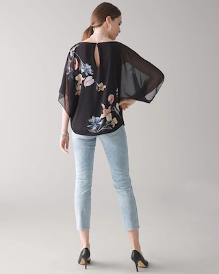 Black Floral Kimono Top