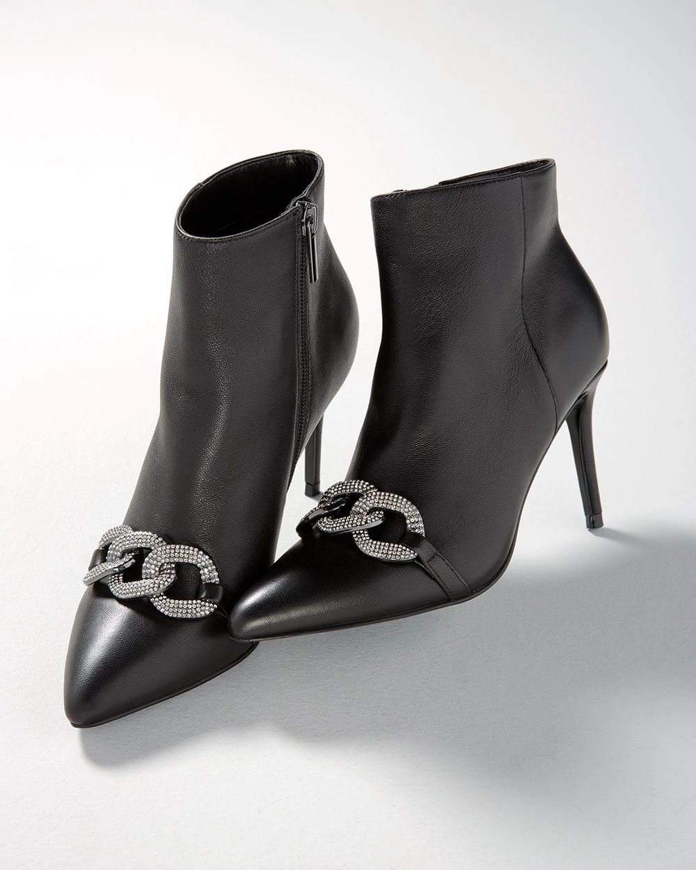 Hematite Chain Mid-Heel Bootie