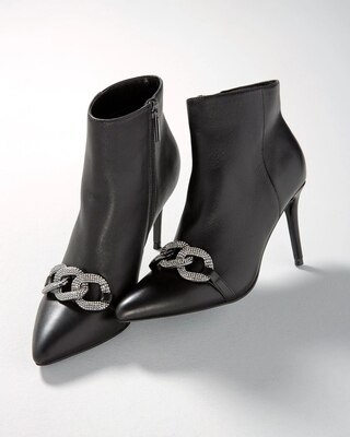 Hematite Chain Mid-Heel Bootie