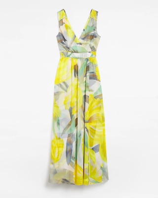 Petite Sleeveless V-Neck Braided Waist Maxi Dress