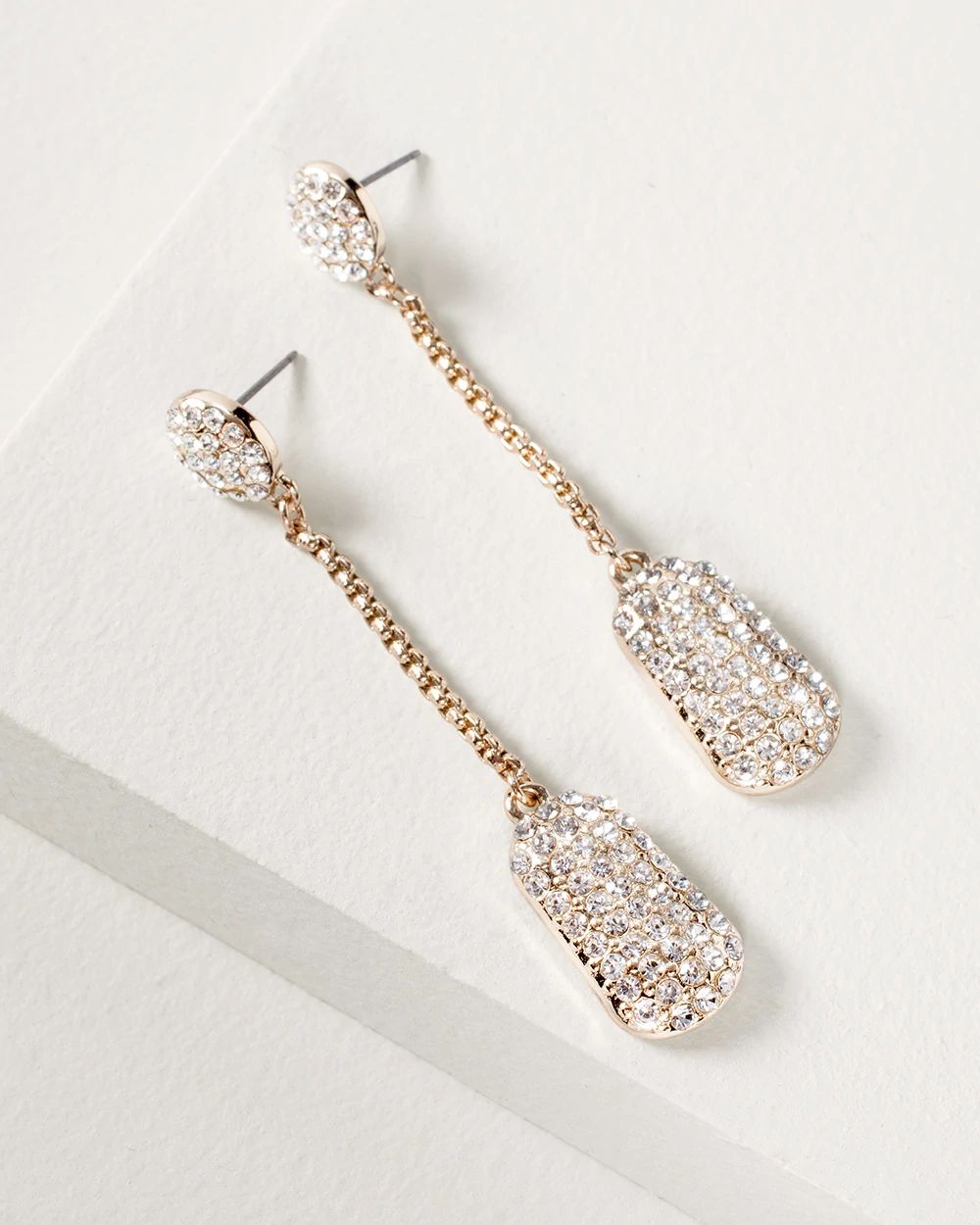 Pav  Goldtone Linear Drop Earrings click to view larger image.