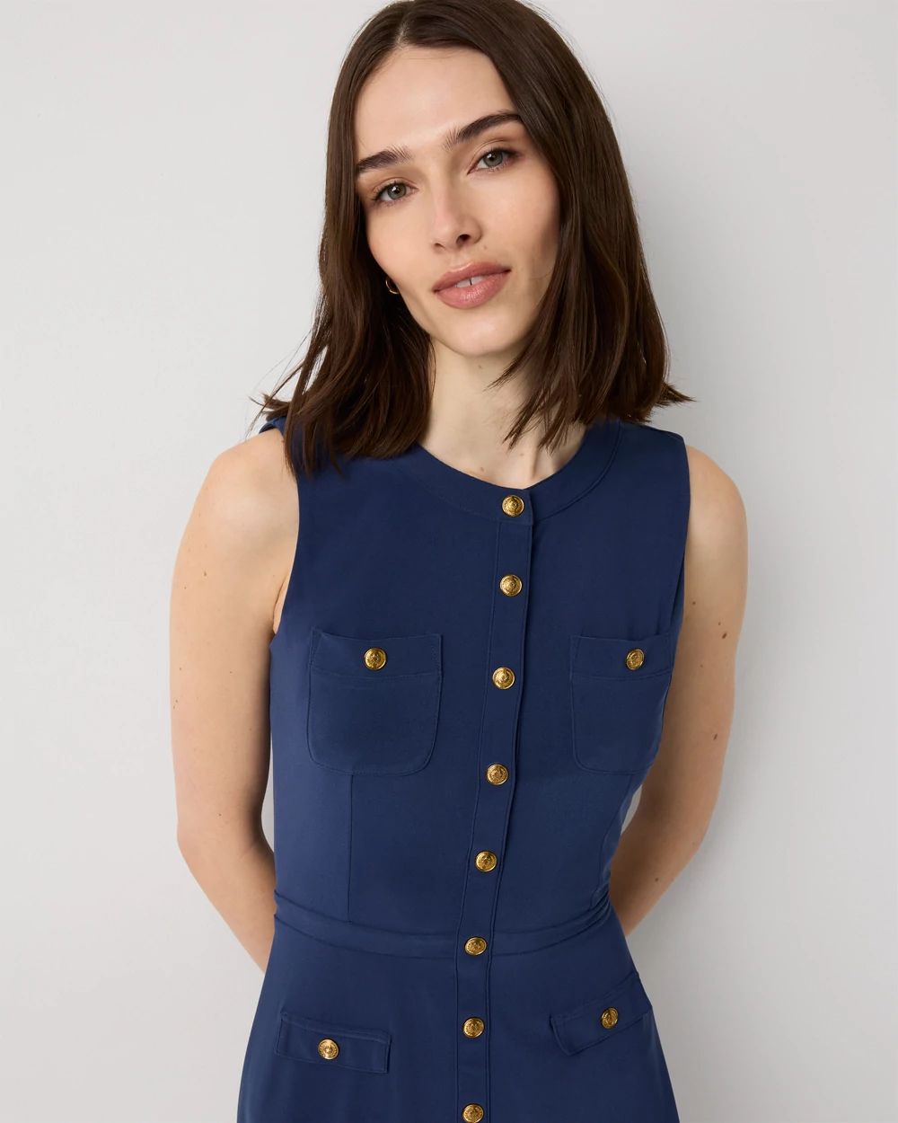 Sleeveless Button Front Dress click to view larger image.