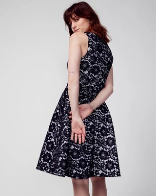 Sleeveless Bonded Lace Fit-and-Flare Dress