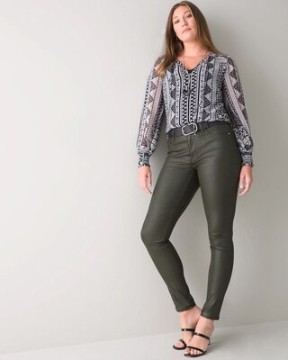 Curvy-Fit High Rise Coated Skinny Jeans
