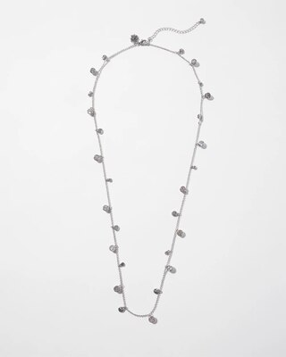 Silver Crystal Long Disc Necklace