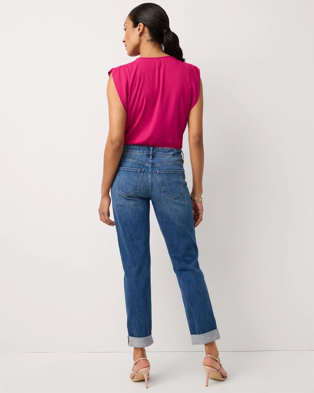 Petite Mid Rise Girlfriend Ankle Jean