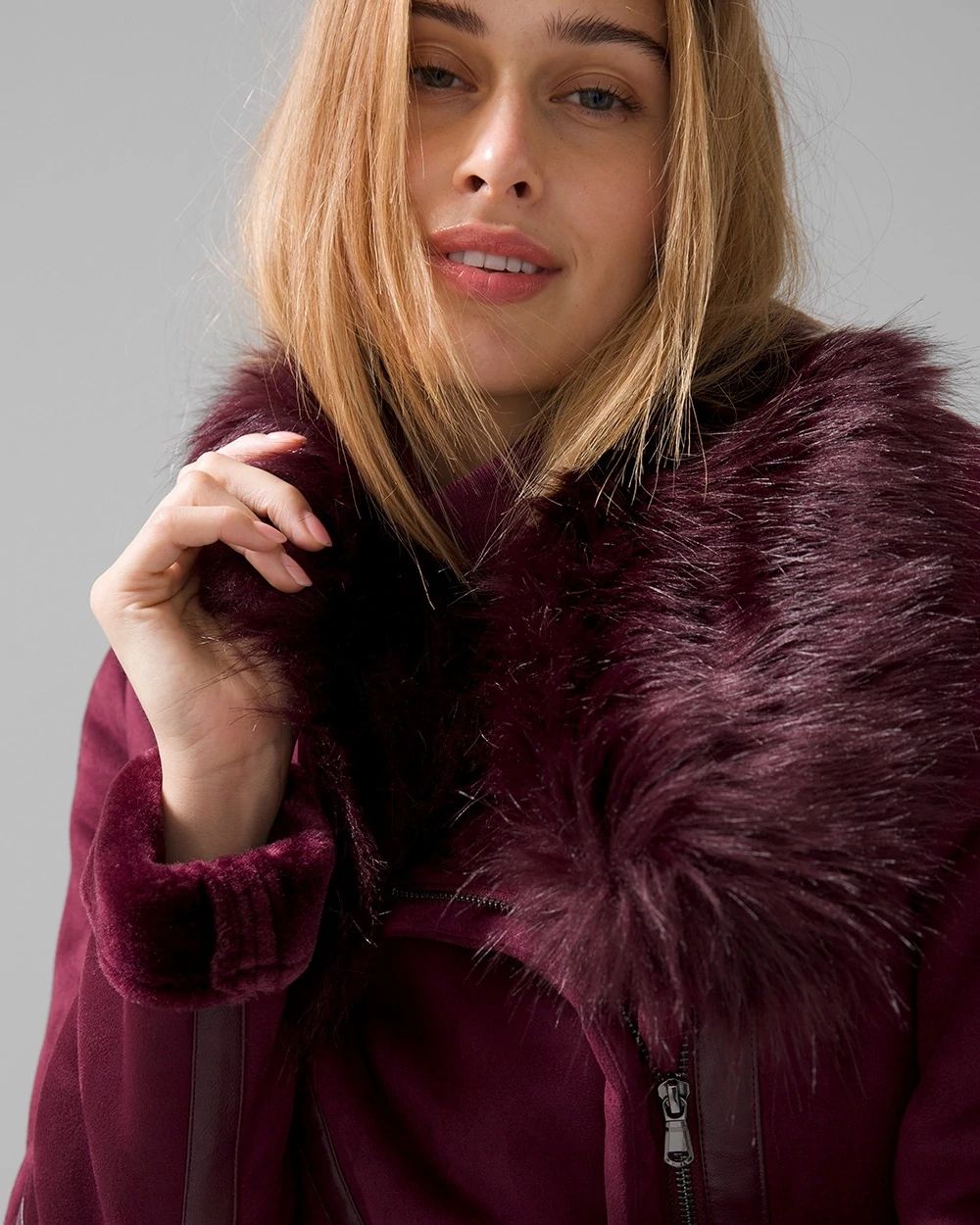Petite Faux Shearling Motorcycle Jacket