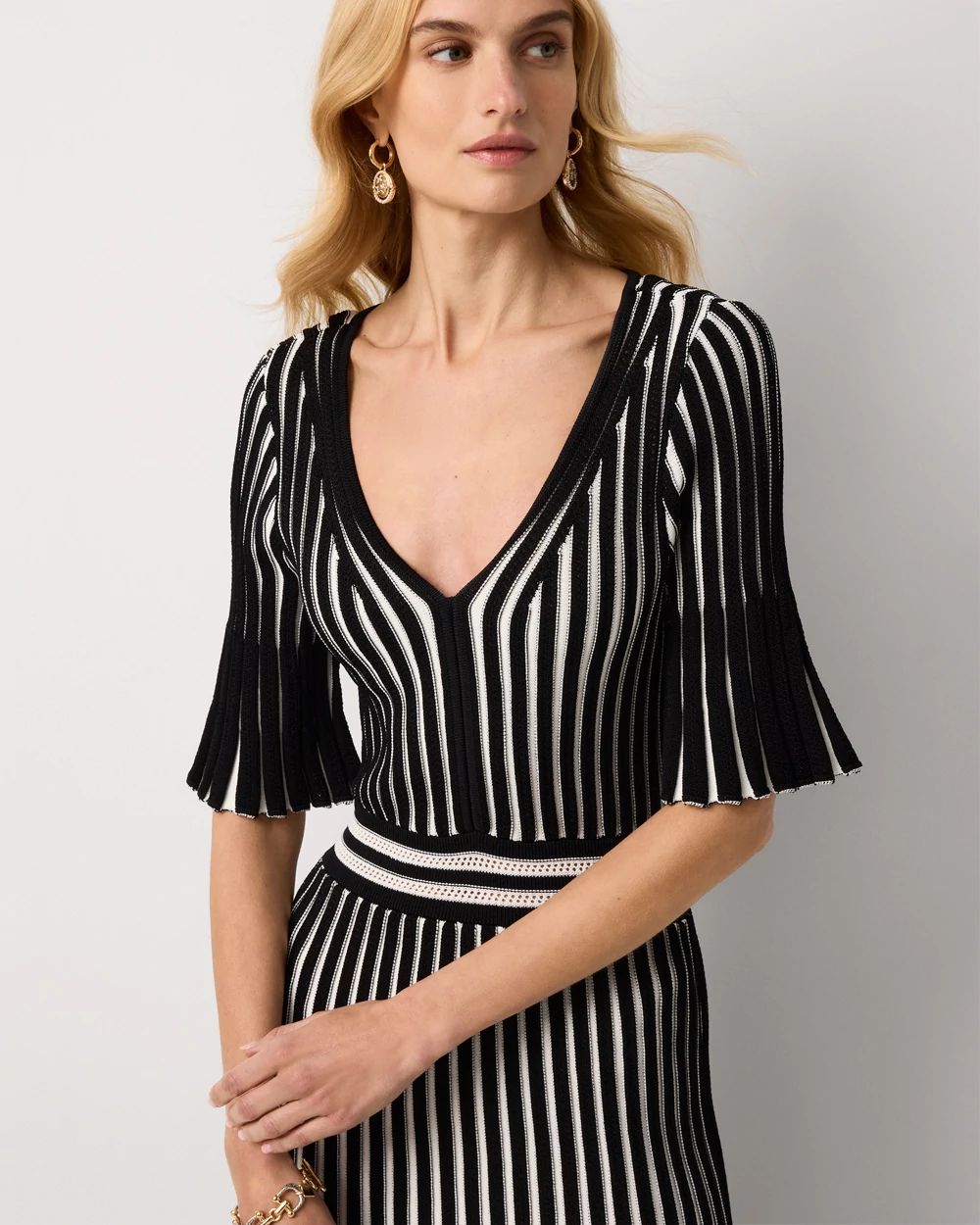 Petite Flutter Sleeve Sweater Dress