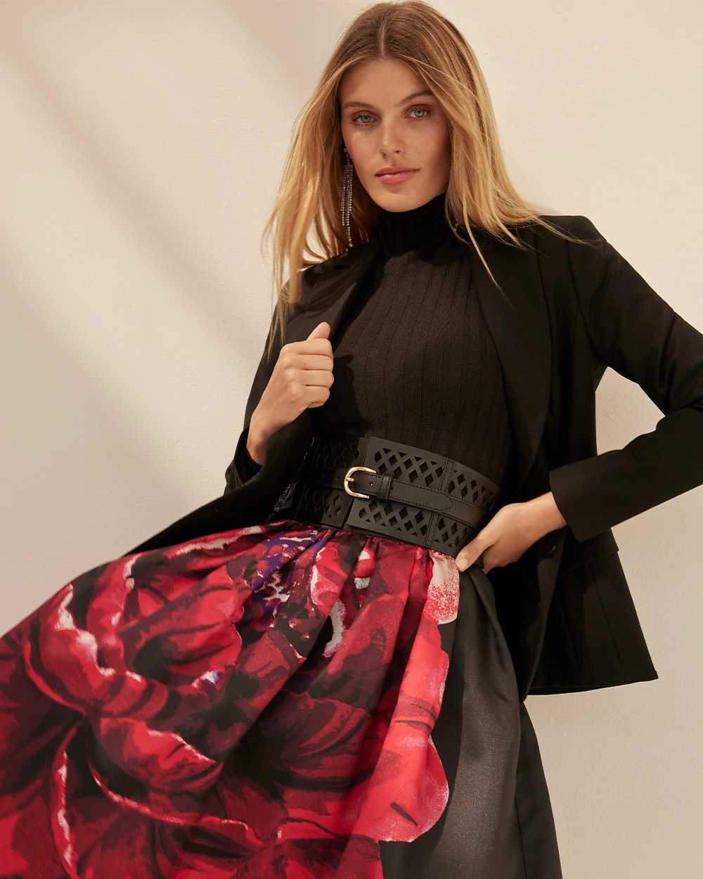 Drama Fit-and-Flare Midi Skirt