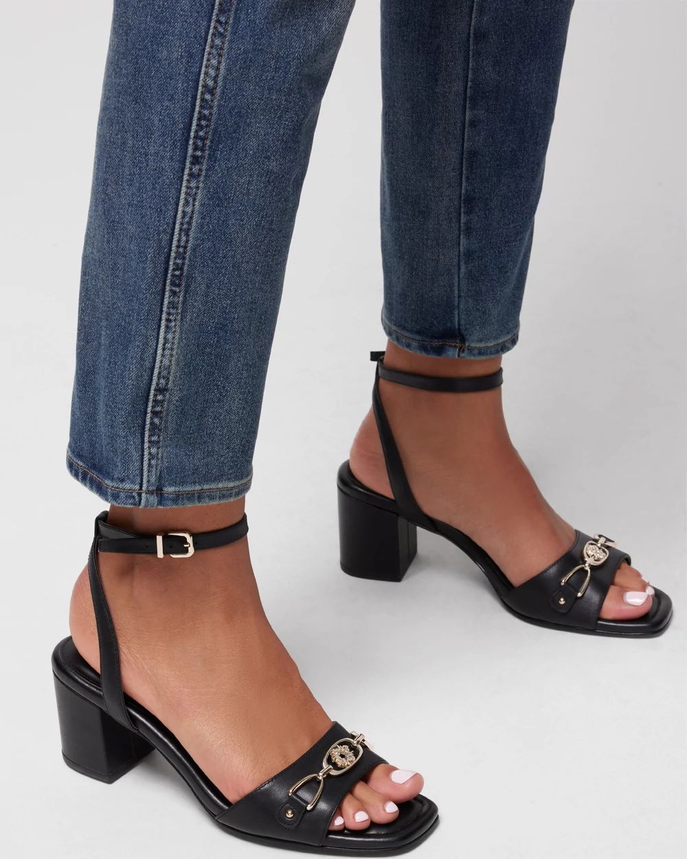 Leather Horsebit Heeled Sandal