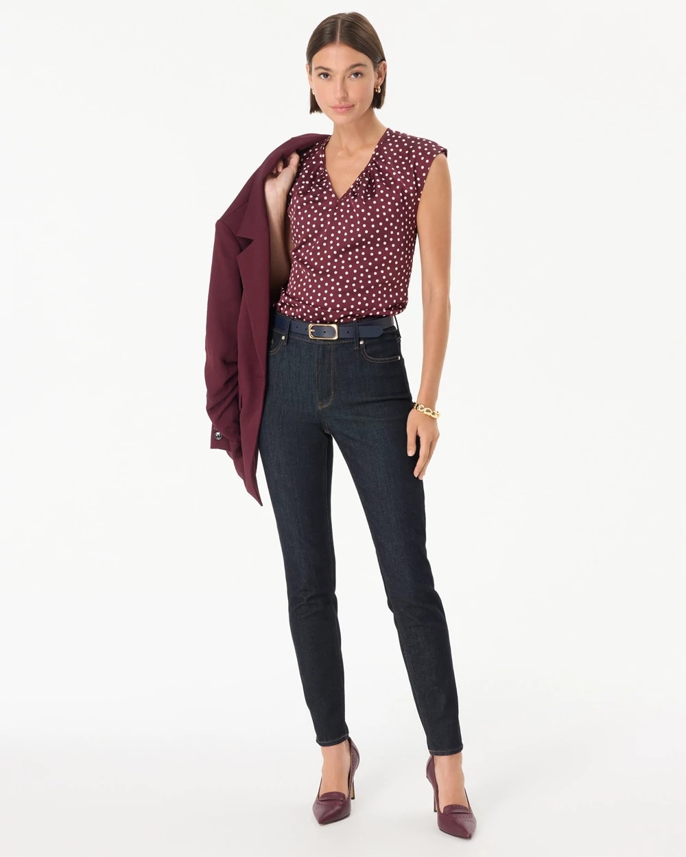V-neck Satin Shell
