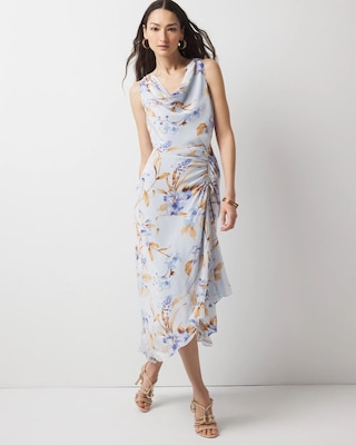 Cowl Neck Ruched Midi Dress click to view larger image.