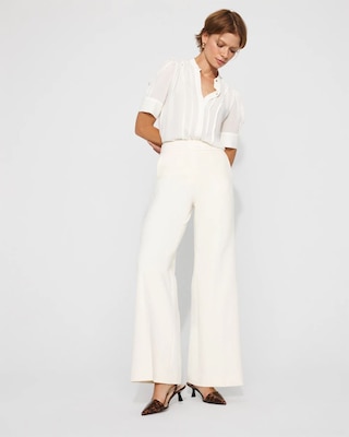 High-Rise Flat-Front Wide-Leg Pant