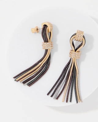 Tri-Color Fringe Drop Earrings click to view larger image.