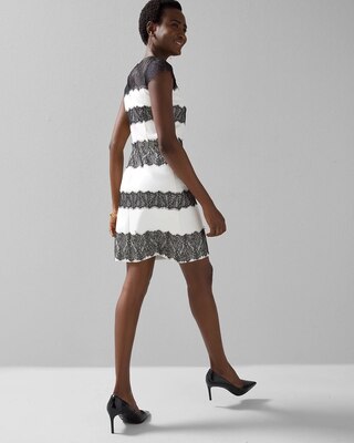 Cap Sleeve Contrast Lace Shift Dress