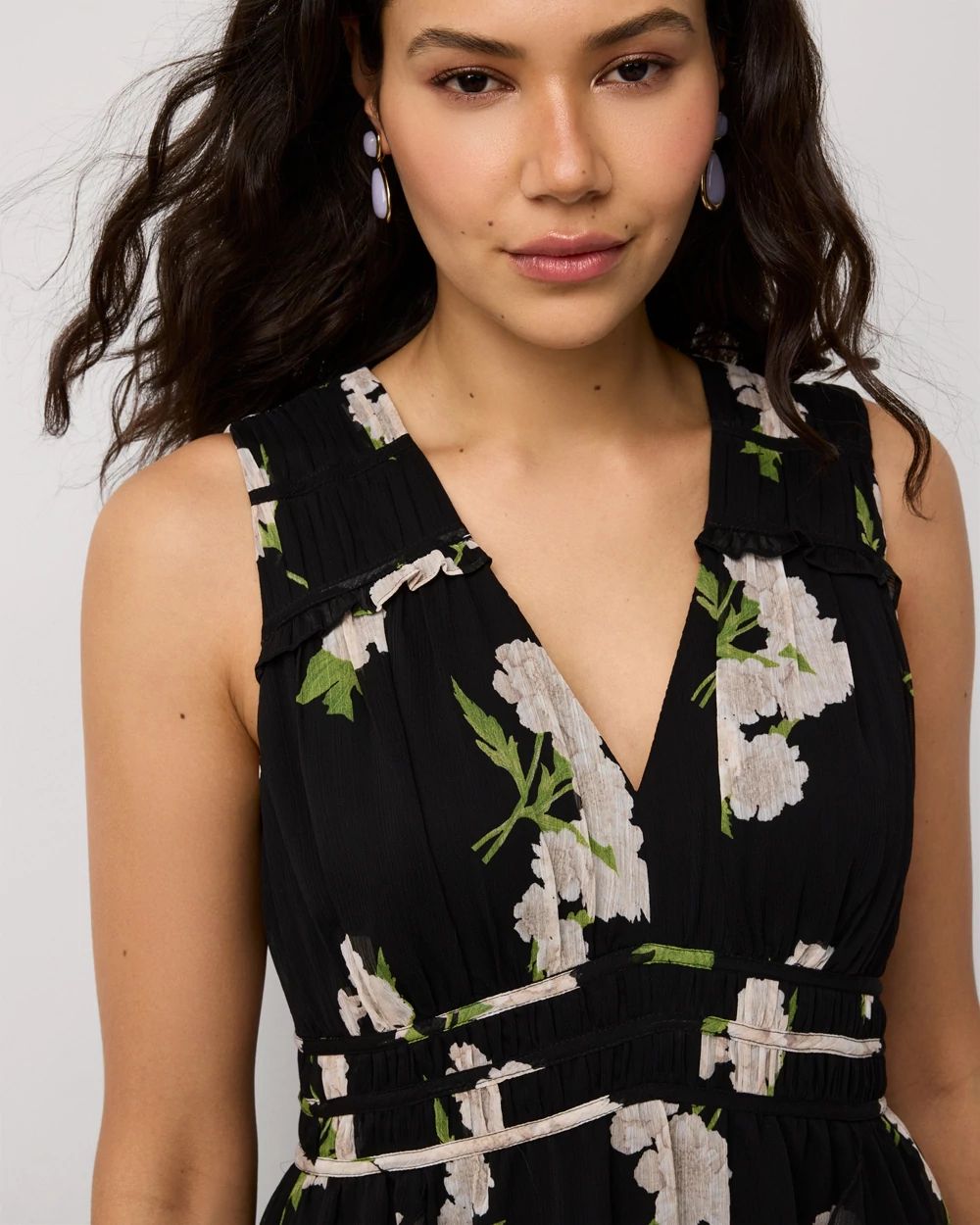 Petite Ruffle Chiffon Maxi Dress