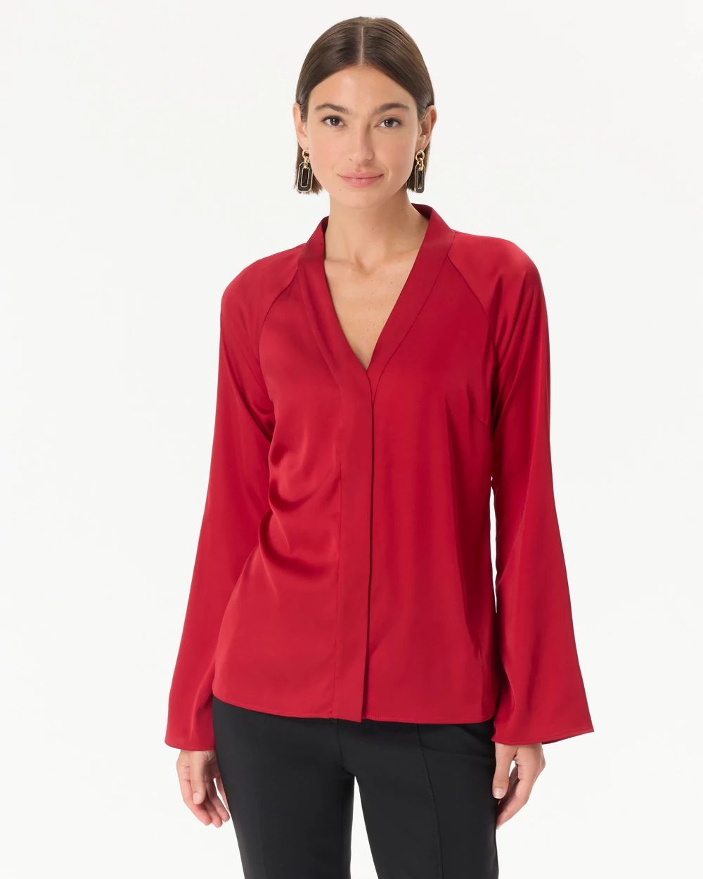 Raglan Sleeve Satin Shirt
