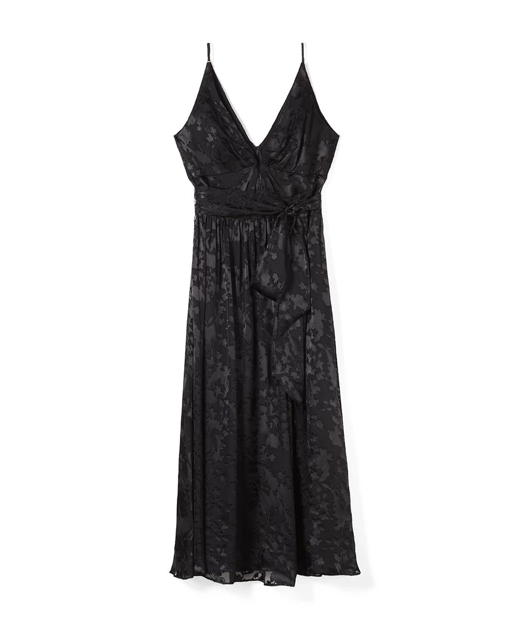 Sleeveless Deep V-Neck Burnout Midi Dress