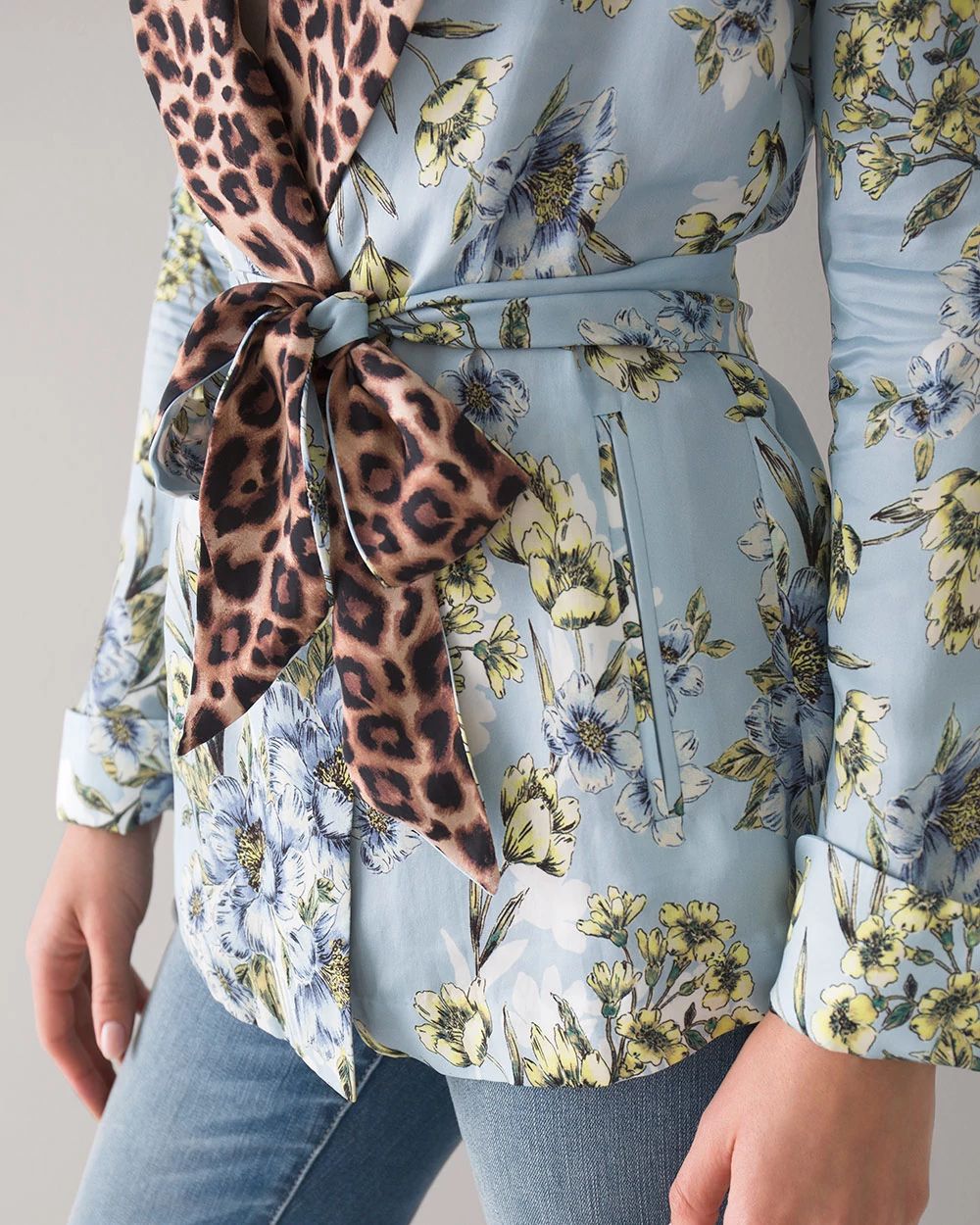 Long Sleeve Shawl Collar Blouse