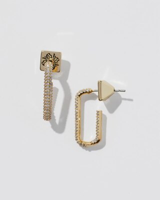 Gold Small Pave Crystal Hoop Earring