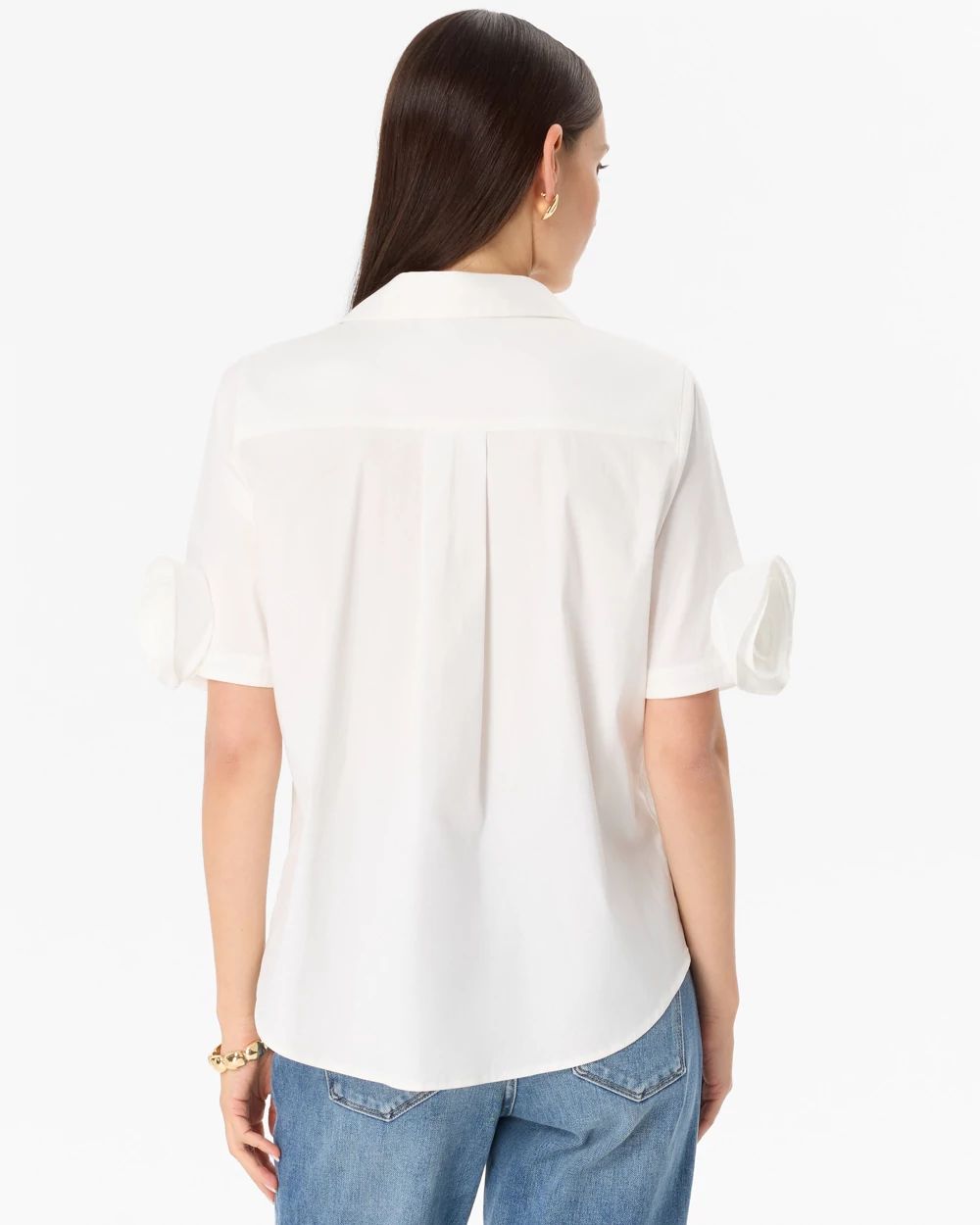 Rosette Sleeve Poplin Shirt click to view larger image.