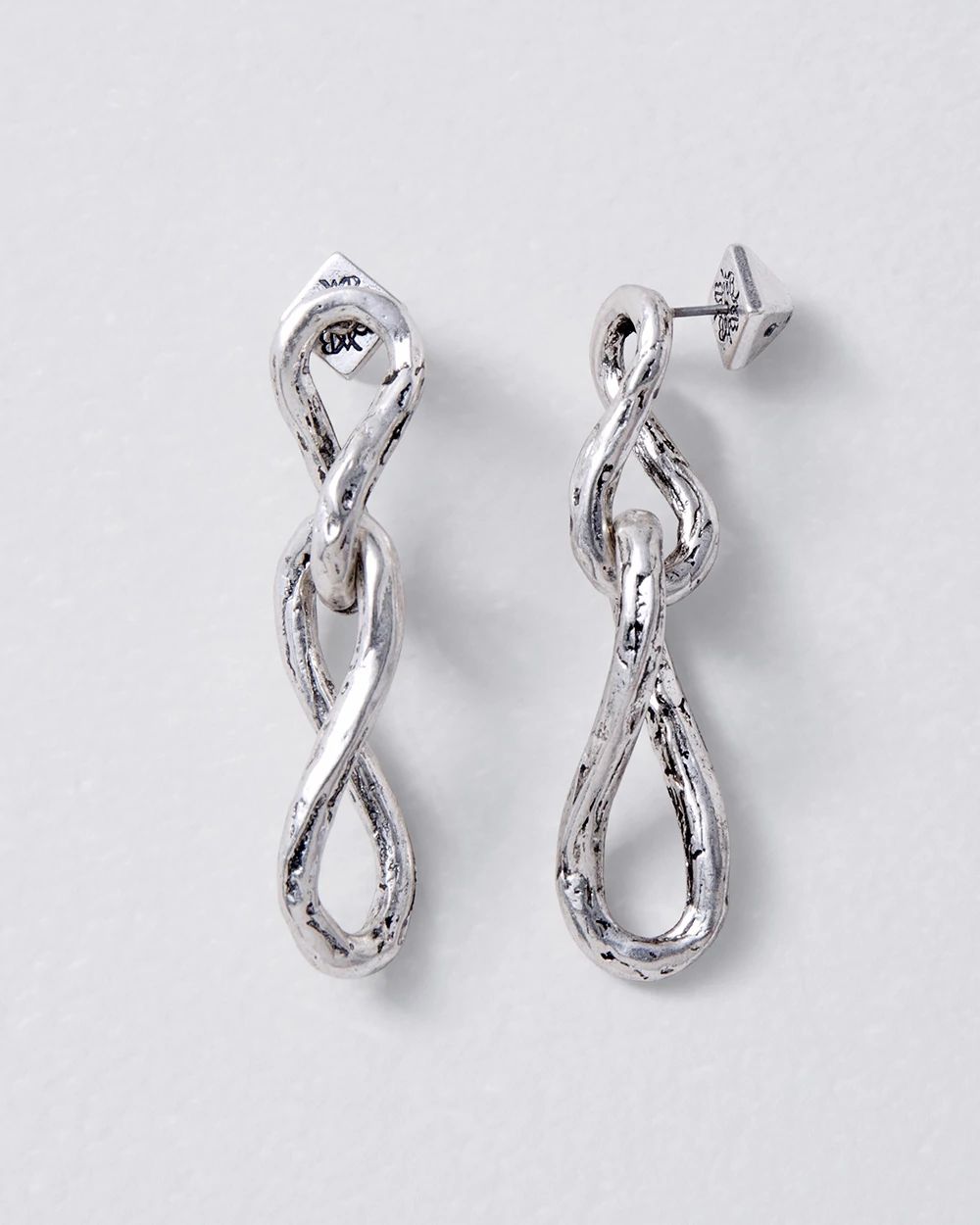 Silvetone Link Linear Earrings